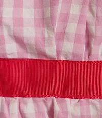TCEC Gingham Square Neck Tie Shoulder Midi Dress