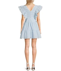 TCEC Ruffle Sleeve Bow Mini Babydoll Dress