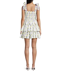 TCEC Sleeveless Floral Printed Tie-Shoulder Fit-And-Flare Dress