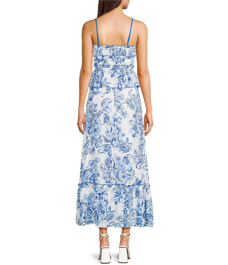 TCEC Sleeveless Paisley Print Tank Top & Matching Maxi Skirt Set