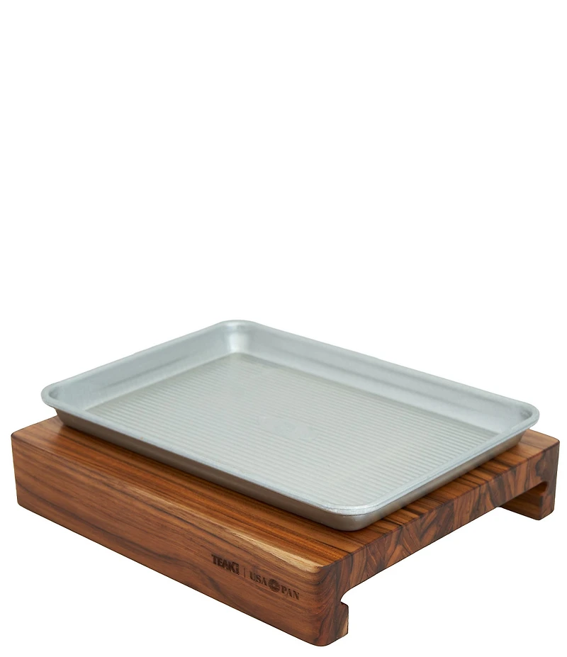 Teakhaus x USA Pan Prep To Pan Cutting Board With Quarter Sheet Pan