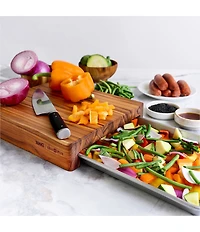 Teakhaus x USA Pan Prep To Pan Cutting Board With Quarter Sheet Pan