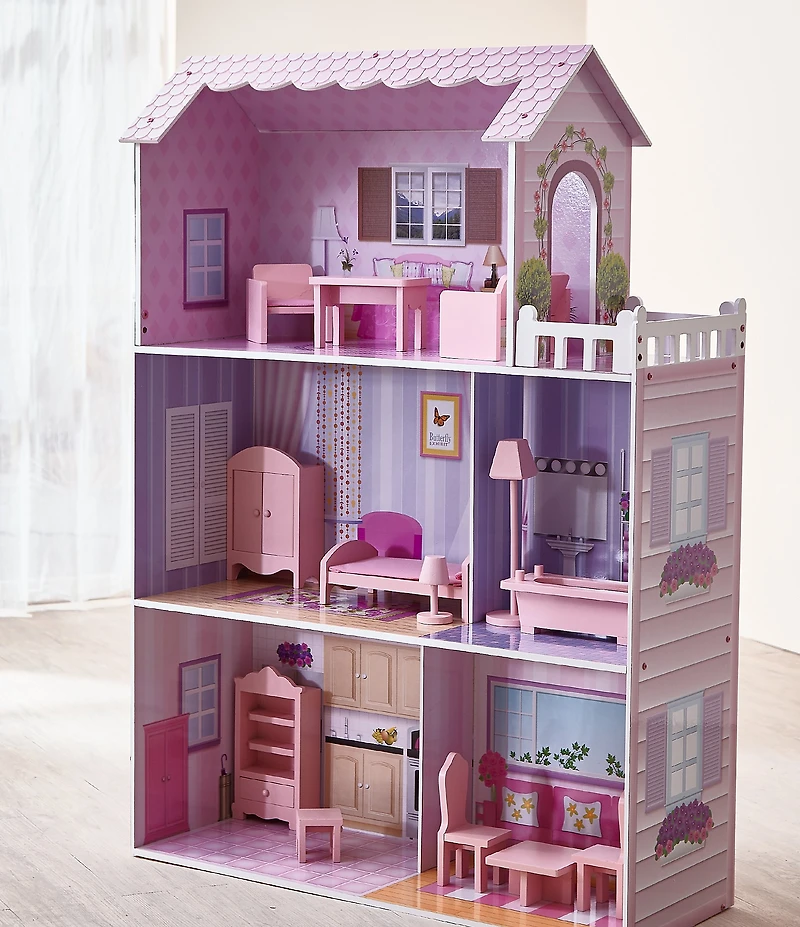 Teamson Kids 12#double; Pink Dreamland Tiffany Dollhouse with Furniture