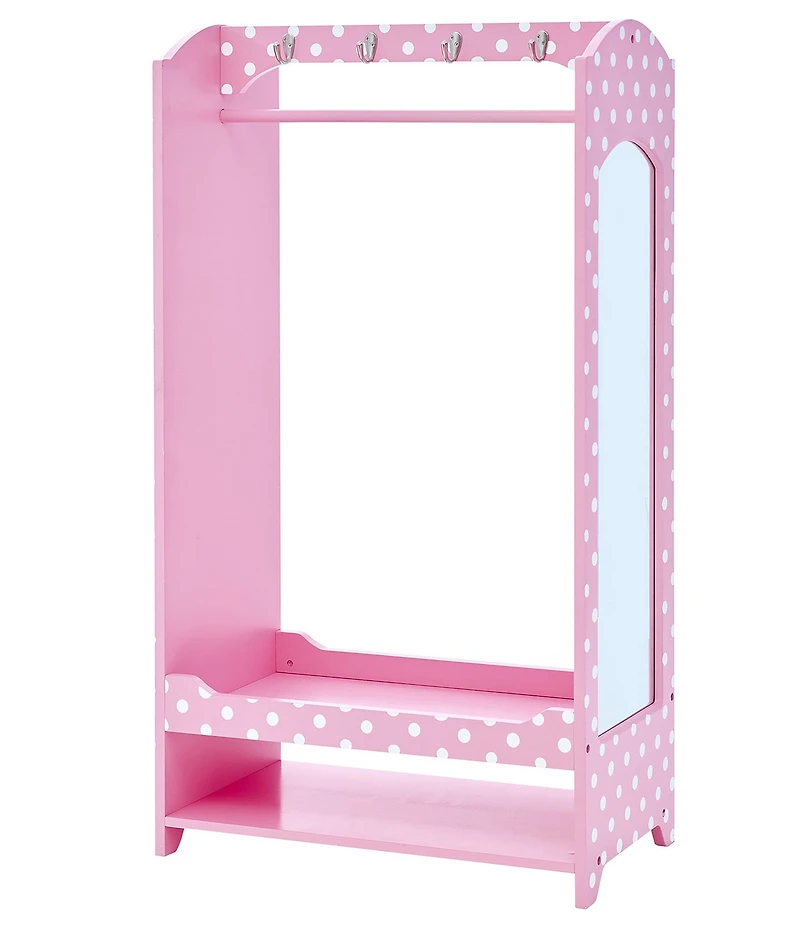 Teamson Kids Bella Toy Dress Up Polka-Dot Clothing Rack with Side Mirror