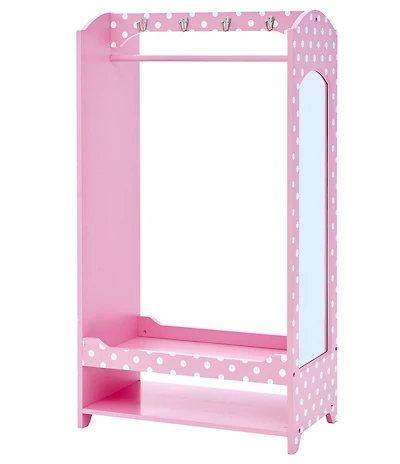 Teamson Kids Bella Toy Dress Up Polka-Dot Clothing Rack with Side Mirror