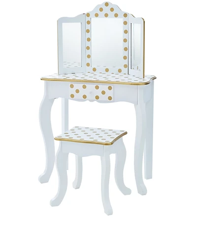 Teamson Kids Dot Print Gisele Play Vanity & Stool Set