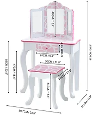 Teamson Kids Giraffe Print Gisele Play Vanity & Stool Set