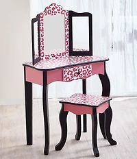 Teamson Kids Leopard Print Gisele Play Vanity & Stool Set