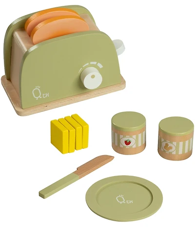 Teamson Kids Little Chef Frankfort Wooden Toaster 11-Piece Set