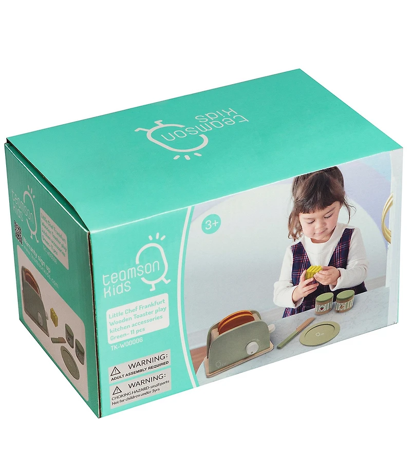 Teamson Kids Little Chef Frankfort Wooden Toaster 11-Piece Set