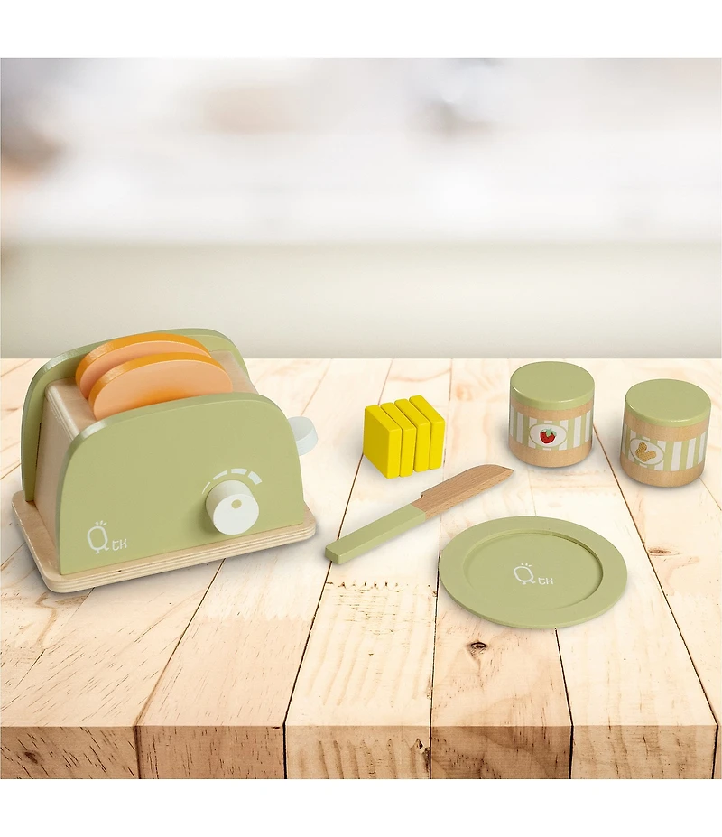 Teamson Kids Little Chef Frankfort Wooden Toaster 11-Piece Set