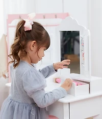 Teamson Kids Little Princess Anna Vanity Set with Mirror, Drawers, Jewelry Storage, and Stool