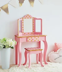 Teamson Kids Polka Dot Print Gisele Play Vanity & Stool Set