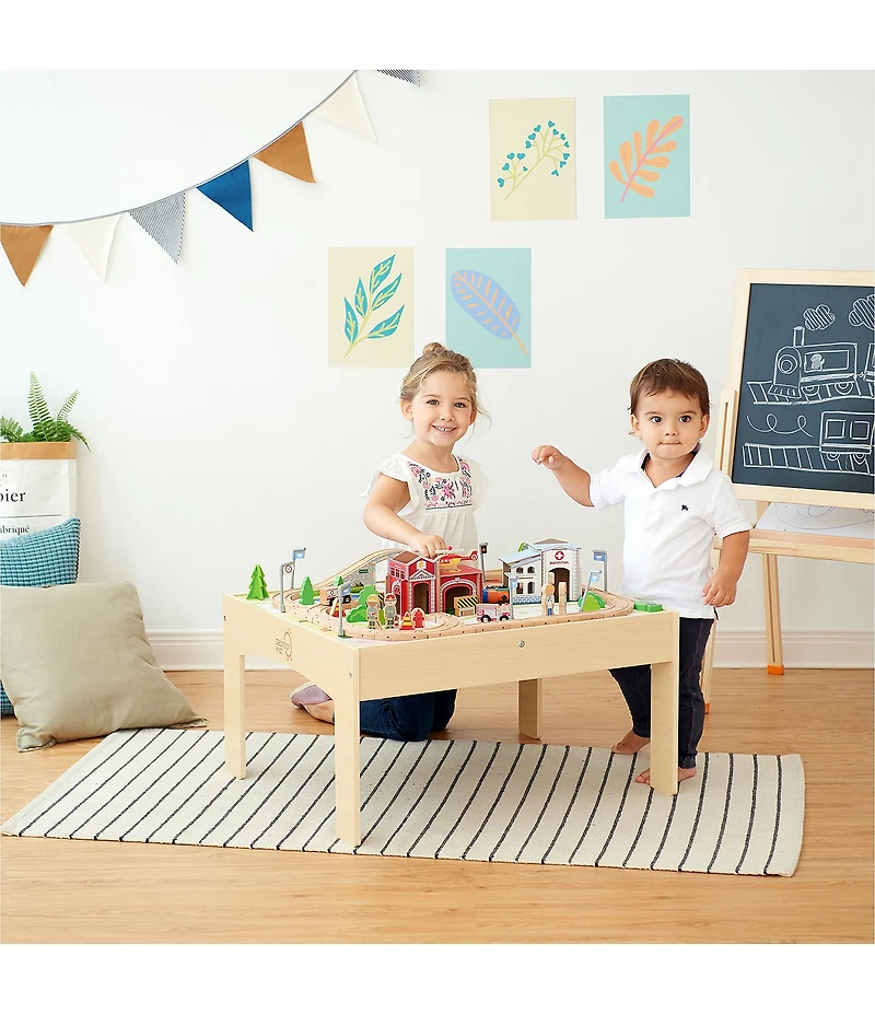 Teamson Kids Preschool Play Lab 85 Piece Train & Town Table Set