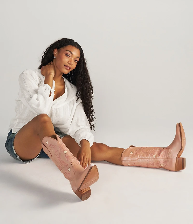 Tecovas Annie Rose Gold Hearts Tall Western Boots