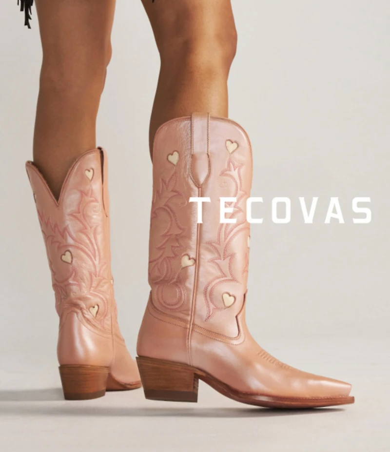 Tecovas Annie Rose Gold Hearts Tall Western Boots