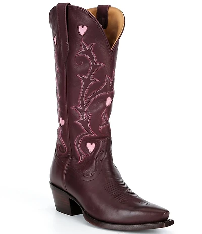 Tecovas Annie Wine Hearts Tall Western Boots