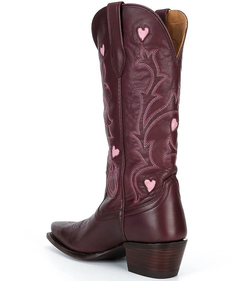 Tecovas Annie Wine Hearts Tall Western Boots