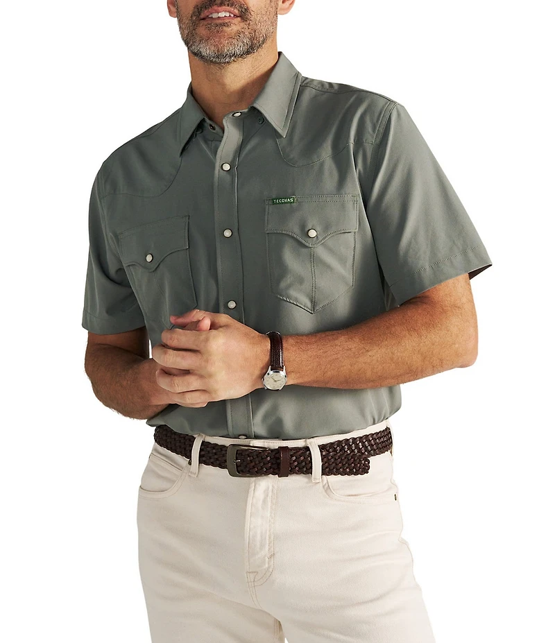 Tecovas Men's Performance Short Sleeve Western Pearl Snap Shirt