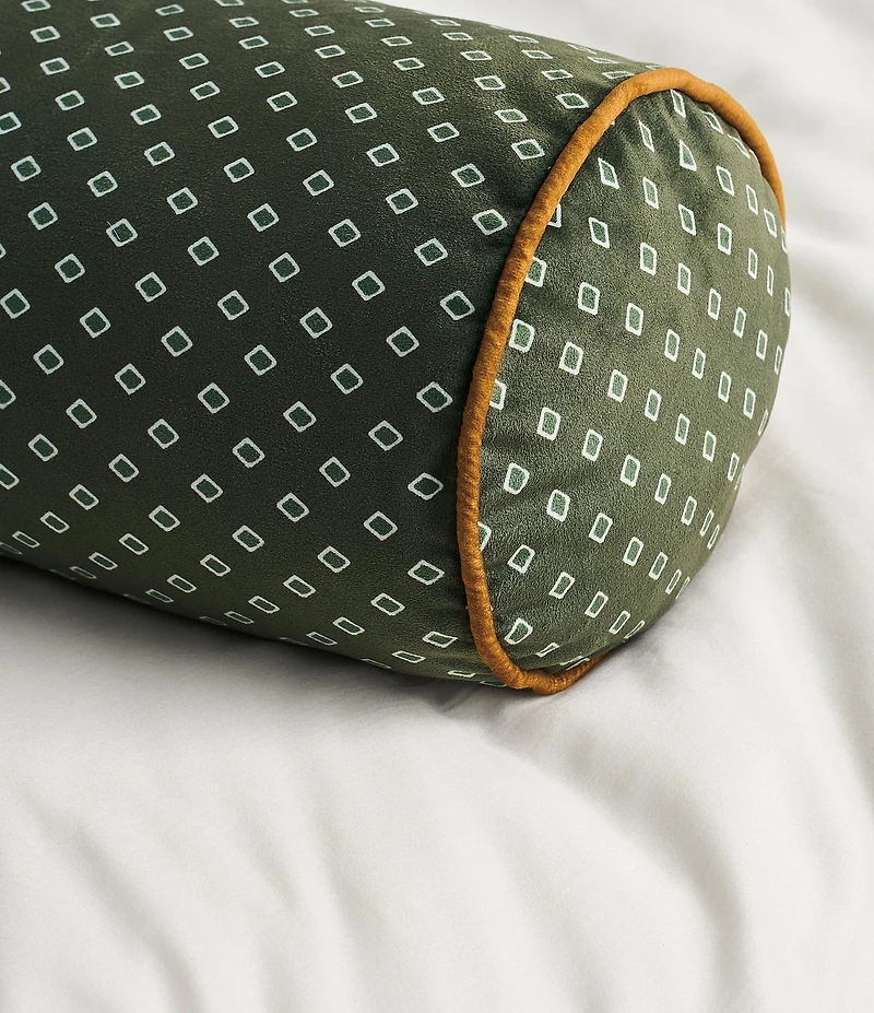 Ted Baker London Art Deco Tile Printed Velvet Bolster Decorative Pillow