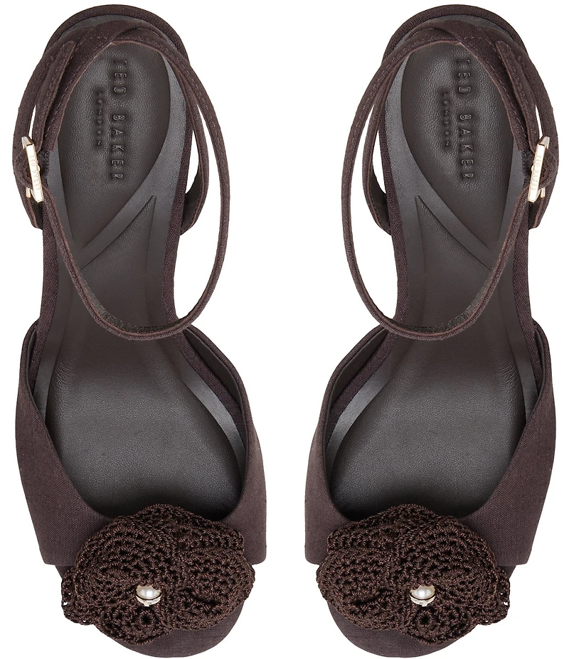 Ted Baker London Bridget Crochet Flower Ankle Wrap Wedge Sandals