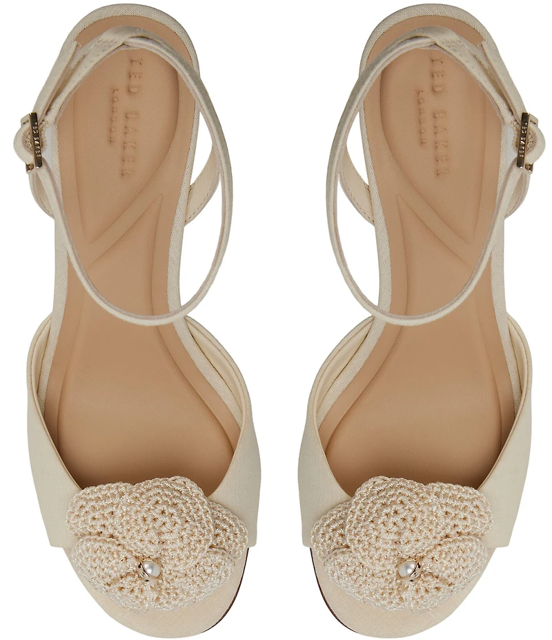 Ted Baker London Bridget Crochet Flower Ankle Wrap Wedge Sandals
