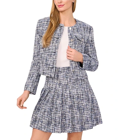 Ted Baker London Coordinating Plaid Round Neck Long Sleeve Jacket