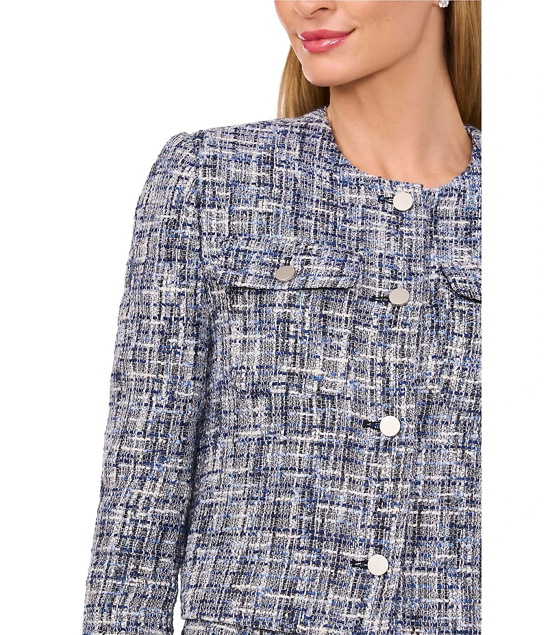 Ted Baker London Coordinating Plaid Round Neck Long Sleeve Jacket