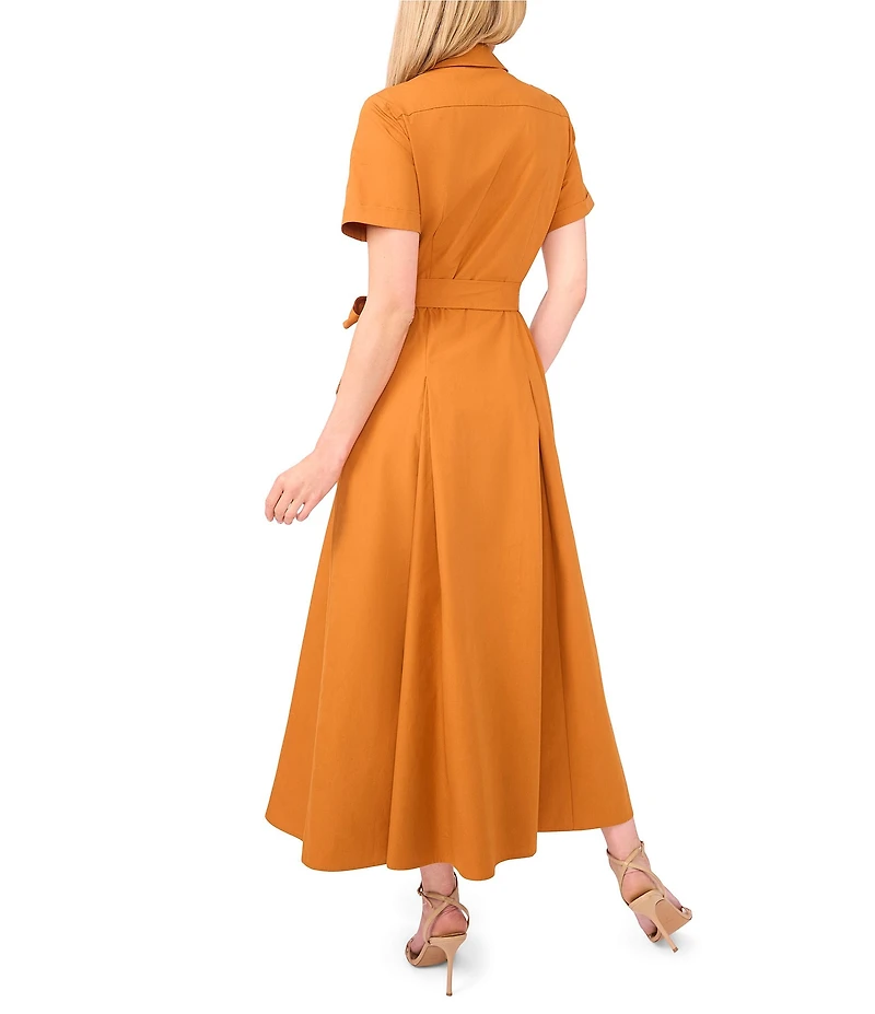 Ted Baker London Cotton Poplin Point Collar Short Sleeve Maxi Shirt Dress