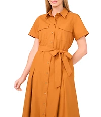 Ted Baker London Cotton Poplin Point Collar Short Sleeve Maxi Shirt Dress