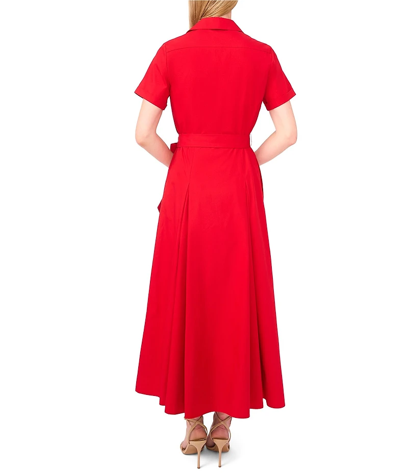 Ted Baker London Cotton Poplin Point Collar Short Sleeve Maxi Shirt Dress