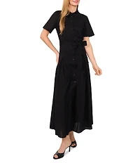 Ted Baker London Cotton Poplin Point Collar Short Sleeve Maxi Shirt Dress