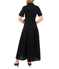Ted Baker London Cotton Poplin Point Collar Short Sleeve Maxi Shirt Dress