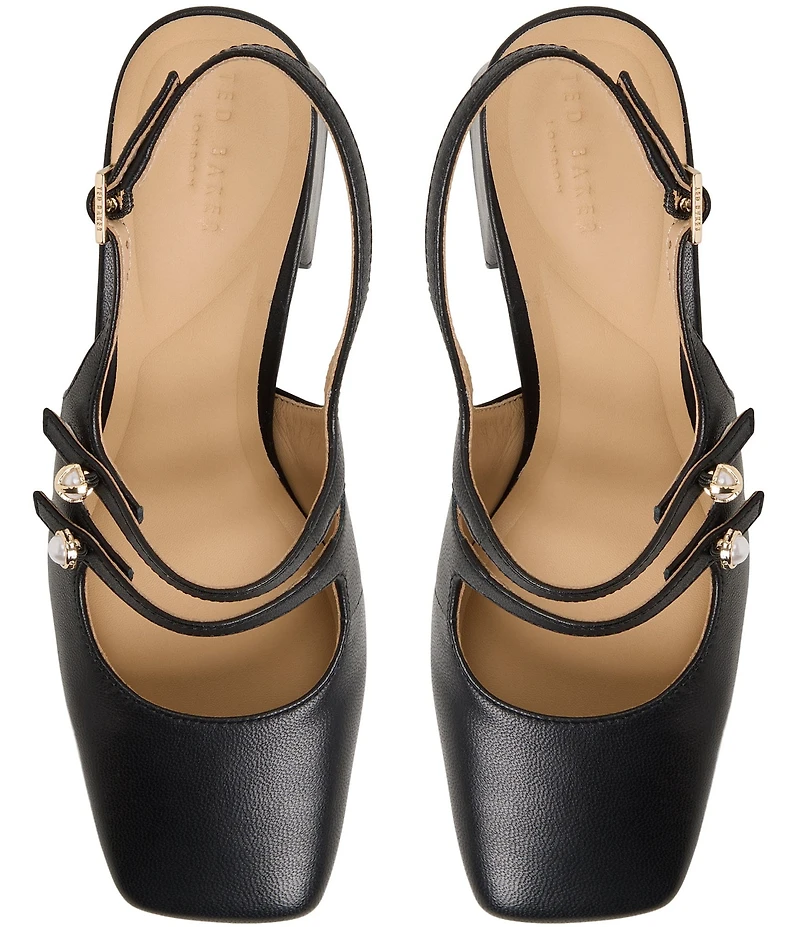 Ted Baker London Eleanor Leather Pearl Ornament Slingback Mary Jane Pumps