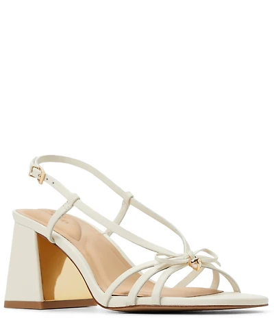 Ted Baker London Eliza Leather Slingback Bow Detail Block Heel Dress Sandals