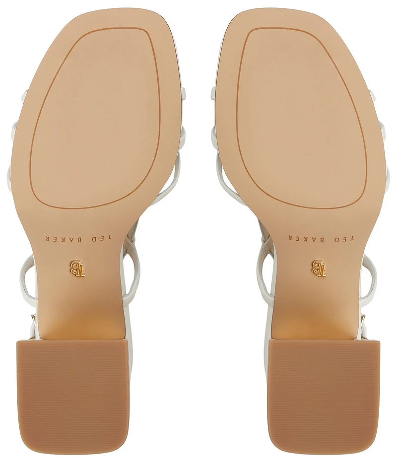 Ted Baker London Eliza Leather Slingback Bow Detail Block Heel Dress Sandals