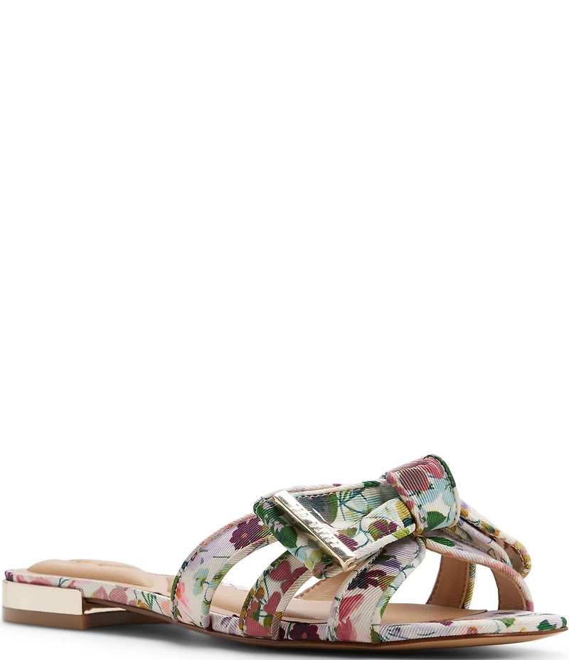 Ted Baker London Elsie Floral Print Bow Slide Sandals