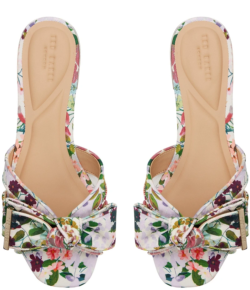 Ted Baker London Elsie Floral Print Bow Slide Sandals