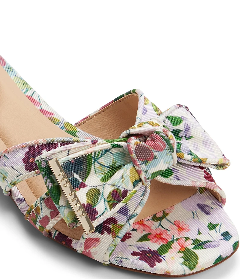 Ted Baker London Elsie Floral Print Bow Slide Sandals