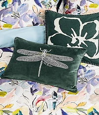 Ted Baker London Embroidered Dragonfly Motif Velvet Decorative Pillow