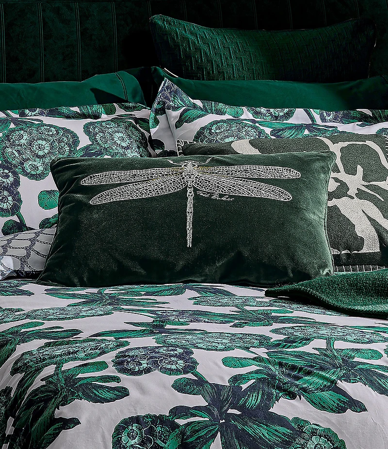 Ted Baker London Embroidered Dragonfly Motif Velvet Decorative Pillow