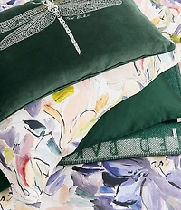 Ted Baker London Embroidered Dragonfly Motif Velvet Decorative Pillow