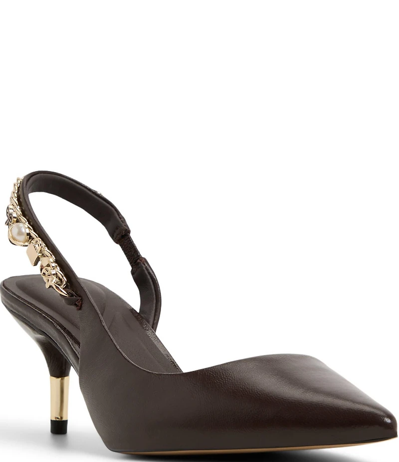 Ted Baker London Esme Leather Chain Hardware Slingback Pumps