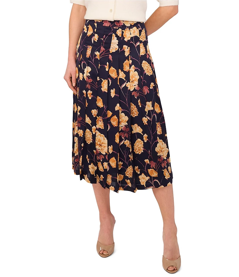 Ted Baker London Floral Georgette Pleated Midi Skirt