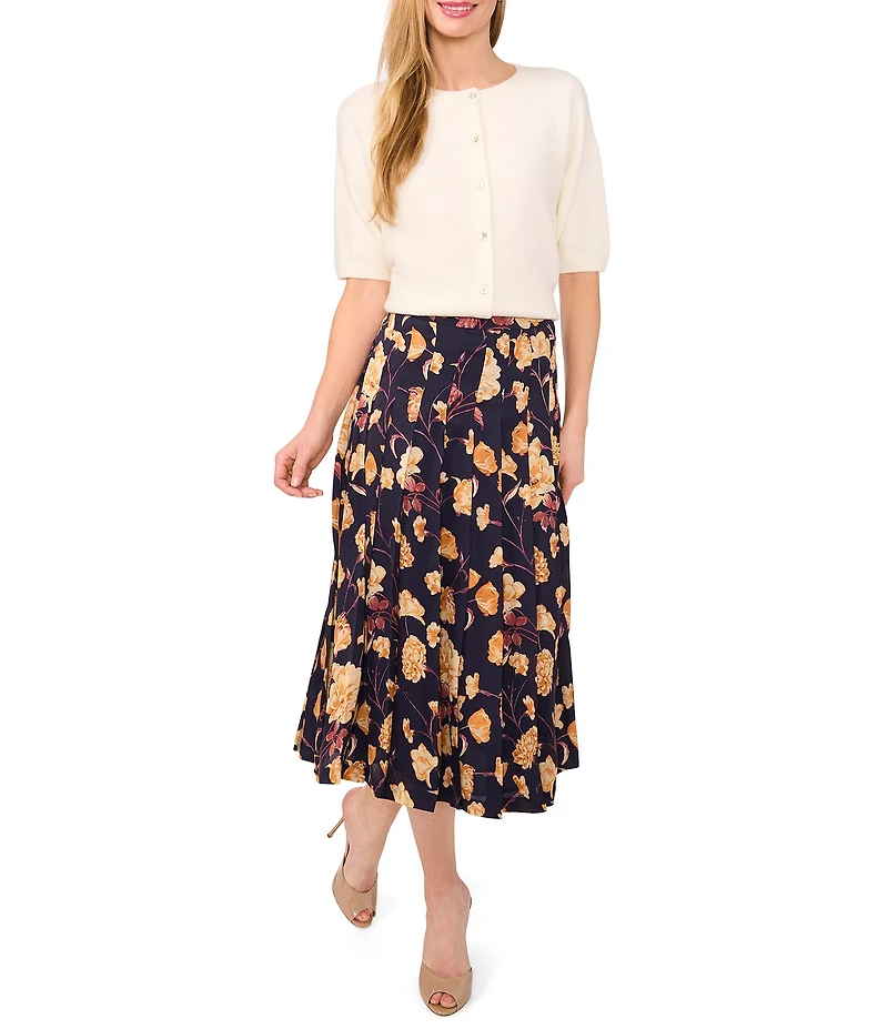 Ted Baker London Floral Georgette Pleated Midi Skirt