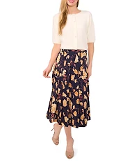 Ted Baker London Floral Georgette Pleated Midi Skirt