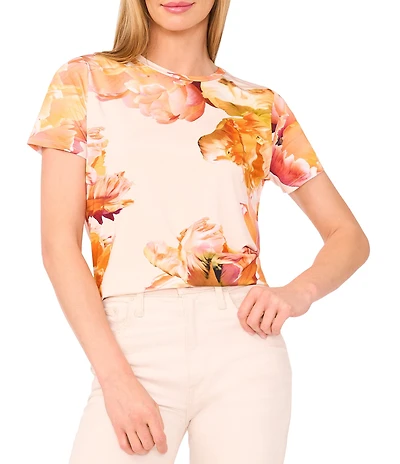 Ted Baker London Floral Print Jersey Crew Neck Short Sleeve Tee