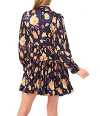 Ted Baker London Floral Print Round Neck Long Sleeve Tiered Mini Dress