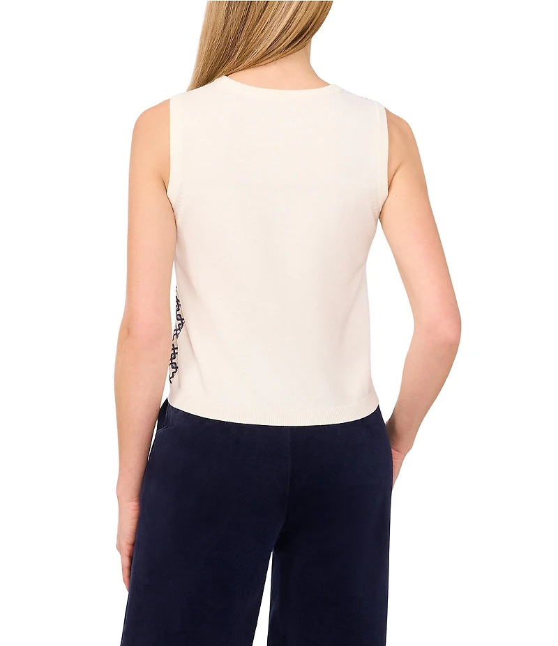 Ted Baker London Geo Pattern Knit Crew Neck Sleeveless Shell Top