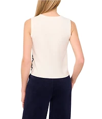 Ted Baker London Geo Pattern Knit Crew Neck Sleeveless Shell Top